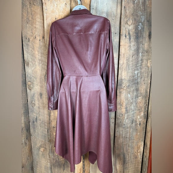 BCBG MaxAzria Brown Faux Leather Dress - Size XX-Small - Picture 8 of 13